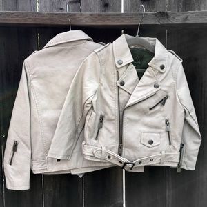 NWT Kids Unisex Ivory Vegan Leather Moto Jacket
